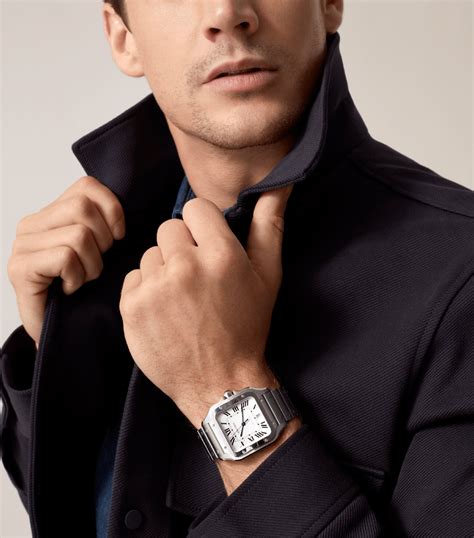 cartier santos large on wrist|cartier santos watch with diamonds.